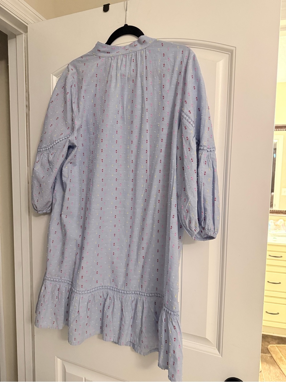 crown & ivy Light Blue Cotton Top with Pink and Yellow Dots - Picture 3 of 5